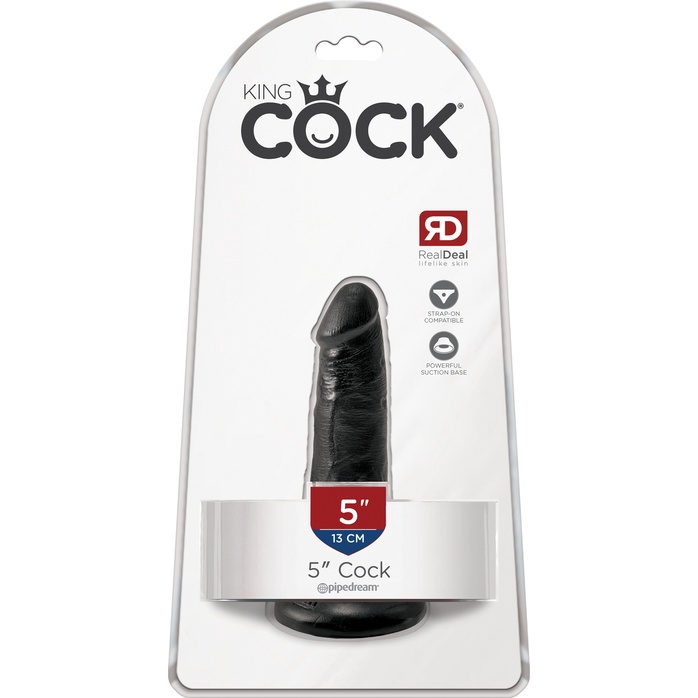 Черный анальный фаллоимитатор на присоске 5 Cock - 14 см - King Cock. Фотография 5.