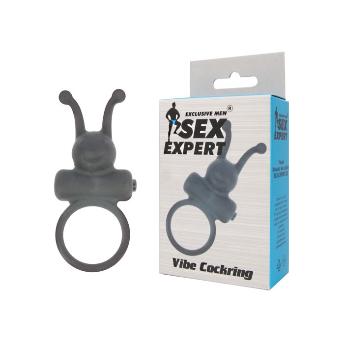 Чёрное эрекционное кольцо в форме букашки с вибрацией - SEX EXPERT