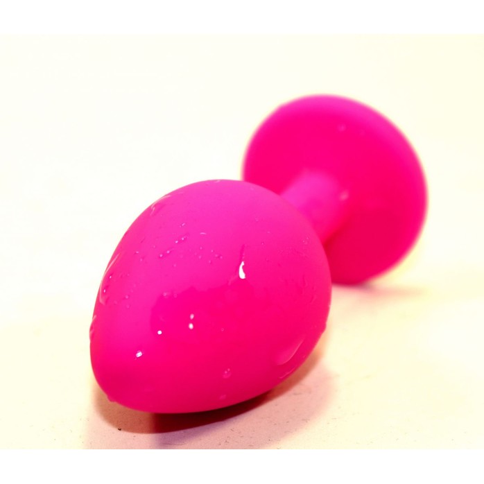 Розовая силиконовая коническая пробка с розовым стразом - 8,2 см. Фотография 3.