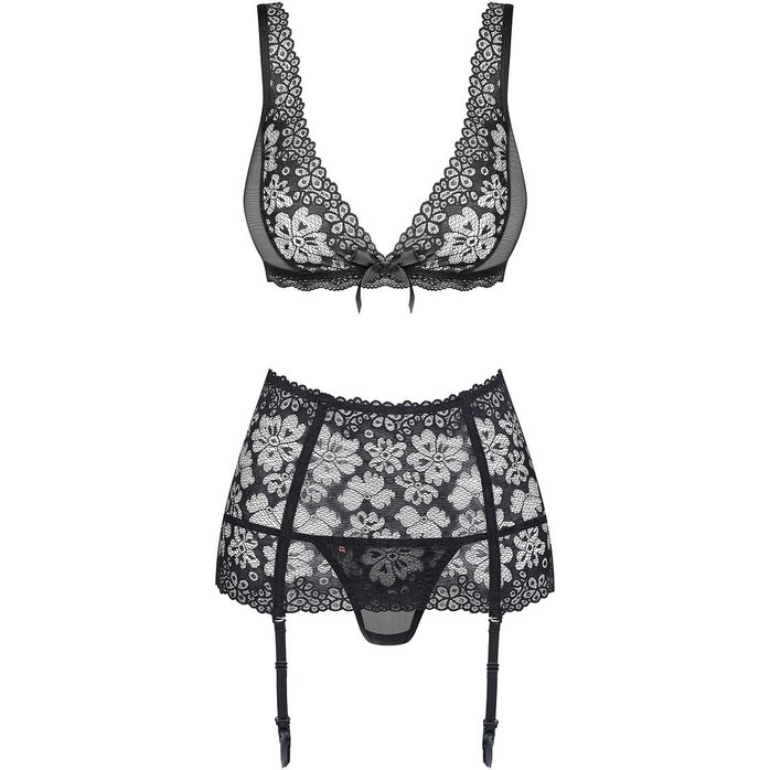 Чарующий кружевной комплект с высоким поясом для чулок - Sexy. Фотография 3.