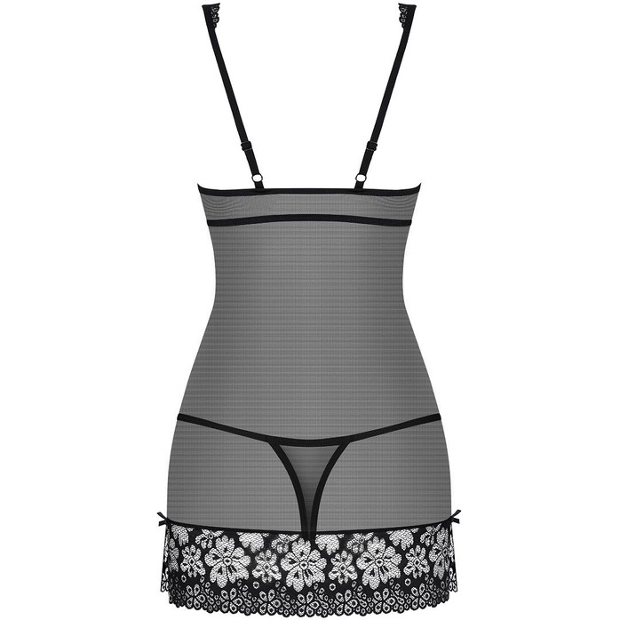 Сорочка из полупрозрачной сеточки с отделкой цветочным кружевом - Sexy. Фотография 4.