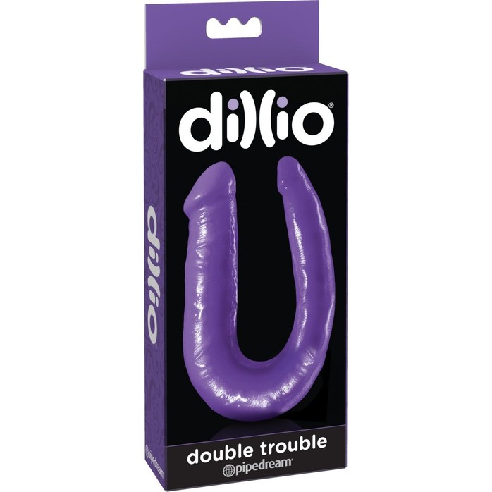 Фиолетовый U-образный фаллоимитатор Double Trouble - 34,3 см - Dillio. Фотография 2.