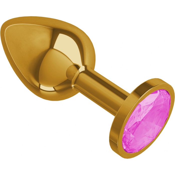 Золотистая анальная втулка с розовым кристаллом - 7 см. - Анальные втулки с кристаллом. Фотография 2.