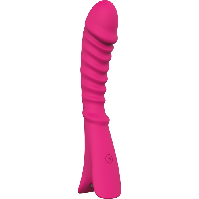 Розовый перезаряжаемый вибратор с ребрышками NAUGHTY BARONESS - 12,5 см - Good Vibes