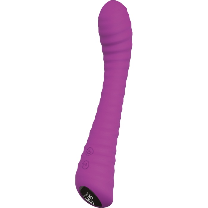 Фиолетовый перезаряжаемый вибратор с ребрышками QUEEN OF HEARTS - 21 см - Good Vibes