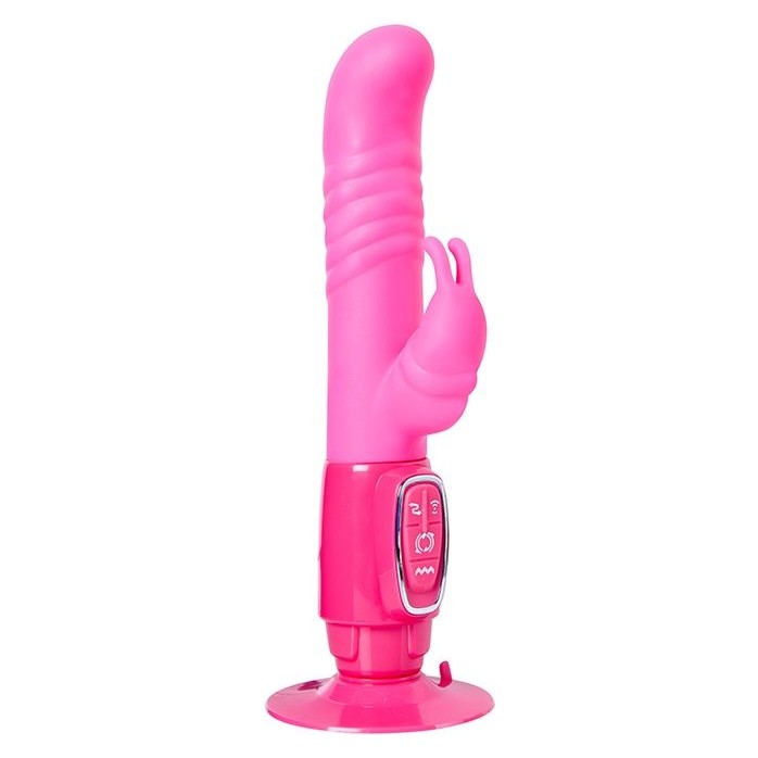 Розовый реалистичный вибратор SEX CONQUEROR SPIRAL MOTION DUO VIBE - 21 см