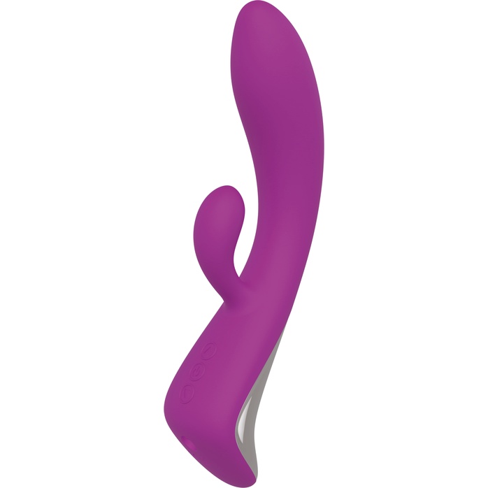 Фиолетовый вибратор с клиторальным отростком ROCKING BUNNY - Good Vibes