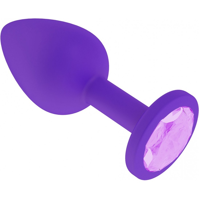 Фиолетовая силиконовая пробка с сиреневым кристаллом - 7,3 см - Анальные втулки с кристаллом. Фотография 2.
