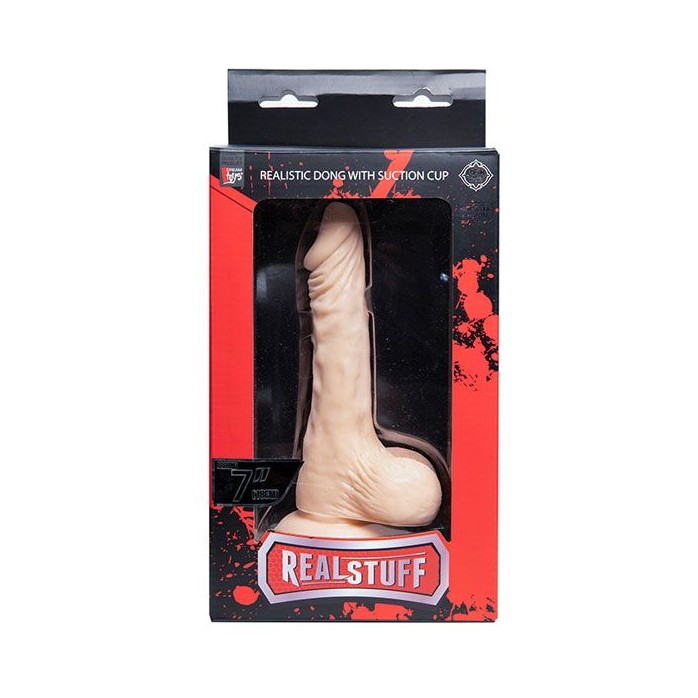 Телесный фаллоимитатор на присоске REALSTUFF REALISTIC DONG 7INCH - 17,8 см - RealStuff. Фотография 2.