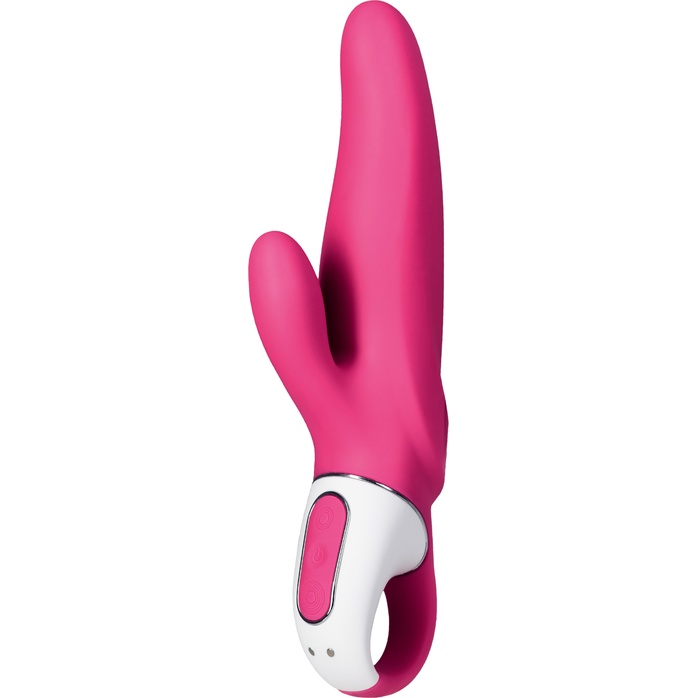 Ярко-розовый вибратор Satisfyer Mr. Rabbit с клиторальным отростком - 22,1 см