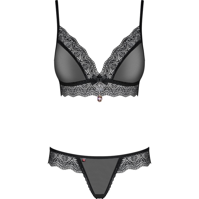 Чувственный полупрозрачный комплект белья с отделкой кружевом - Sexy. Фотография 3.