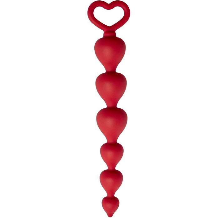 Бордовая анальная цепочка Heart Ray - 17,5 см - Core collection