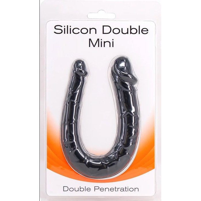 Чёрный двусторонний мини-фаллоимитатор Silicon Double Mini - 23 см. Фотография 2.