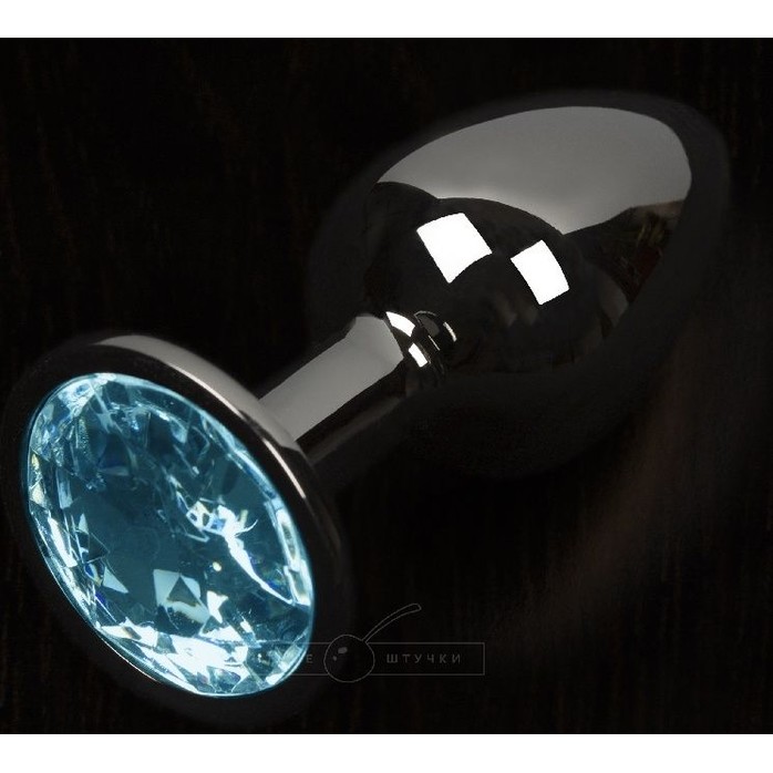 Графитовая анальная пробка с голубым кристаллом - 8,5 см