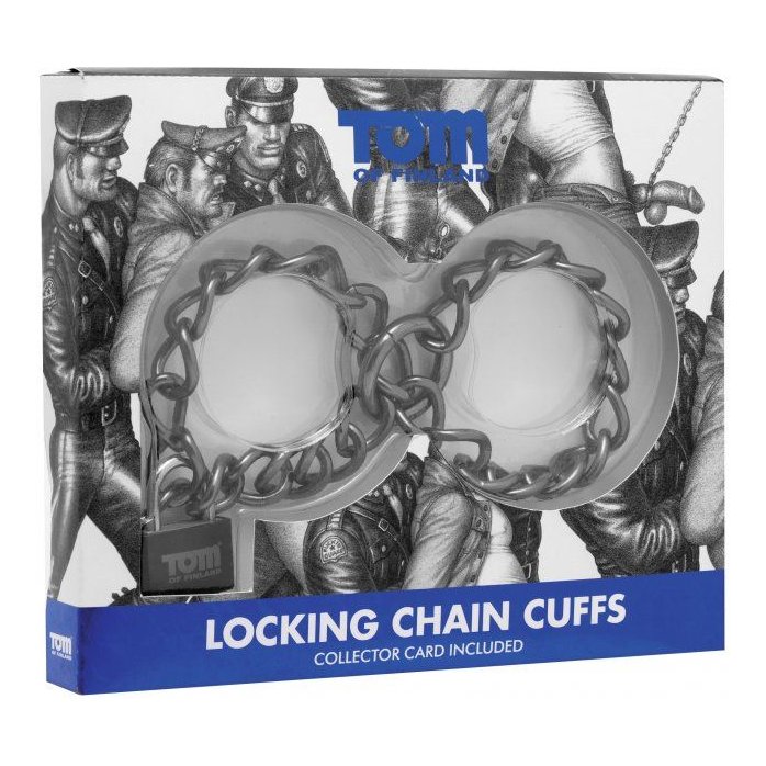Металлические цепи-оковы с замком Locking Chain Cuffs - Tom of Finland. Фотография 4.