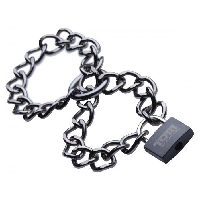 Металлические цепи-оковы с замком Locking Chain Cuffs - Tom of Finland