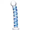  Стеклянный фаллоимитатор с голубой спиралью Blue Spiral - 18,5 см. 
