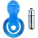 Синее эрекционное виброкольцо Tongue Cockring