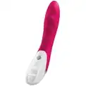 Ярко-розовый вибратор Mystim Sassy Simon - 27 см.