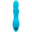 Голубой вибратор INDULGENCE Rechargeable Frolic Bunny - 18,7 см.