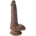 Коричневый фаллоимитатор с мошонкой и присоской 6  Cock with Balls - 17,8 см.