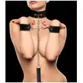 Черный ошейник с наручниками Velcro Collar With Separate Cuffs
