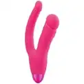 Розовый двойной вибратор INDULGENCE Rechargeable Insatiable Desire - 21 см.