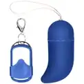 Синее виброяйцо Medium Wireless Vibrating G-Spot Egg с пультом - 7,5 см.