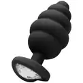 Черная анальная пробка Regular Ribbed Diamond Heart Plug - 7 см.