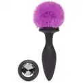 Черная анальная вибропробка Rechargeable Vibrating Bunny Tail Butt Plug Medium - 12 см.