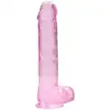 Розовый фаллоимитатор Realrock Crystal Clear 9 inch - 25 см.