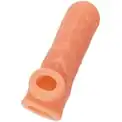 Телесная открытая насадка-реалистик с подхватом мошонки Nude Sleeve L - 14 см.
