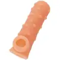 Телесная насадка с пупырышками и открытой головкой Nude Sleeve L - 14 см.