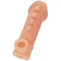 Телесная закрытая насадка с шишечками Cock Sleeve 008 Size S - 13,8 см.
