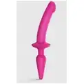Розовый двусторонний фаллоимитатор Strap-On-Me Dildo Plug-In Switch size S