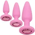 Набор из 3 розовых анальных пробок Crystal Booty Kit