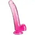 Розовый фаллоимитатор с мошонкой на присоске 9’’ Cock with Balls - 24,8 см.