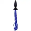 Чёрная анальная пробка с синим хвостом Unicorn Tails Blue