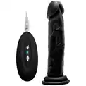 Чёрный вибратор-реалистик Vibrating Realistic Cock 8  - 20 см.