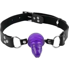  Фиолетовый гелевый кляп-фаллос Penis Ball Gag 