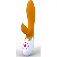  Оранжево-белый мультискоростной вибратор Rabbit 
