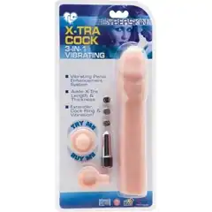  Набор для плотских утех CyberSkin- 3-in-1 Vibrating X-tra Cock: насадка-удлинитель, вибропуля и эрекционное кольцо 