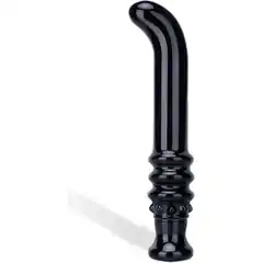  Черный вибромассажер G-Spot из стекла, 19 см 