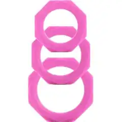 Набор розовых эрекционных колец Octagon Rings 3 sizes 