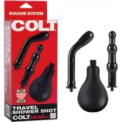  Гигиенический анальный душ COLT TRAVEL SHOWER SHOT со сьемными насадками черный 
