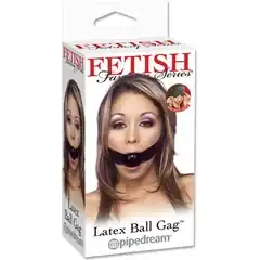  Чёрный кляп-шар на широкой резинке LATEX BALL GAG 