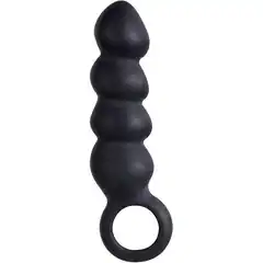  Чёрный анальный фаллоимитатор BULBED INVADER с кольцом 14 см 