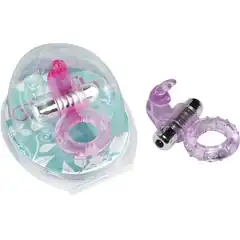  Фиолетовое эрекционное виброкольцо с зайчиком 7 Speed Rabbit Cock Ring 