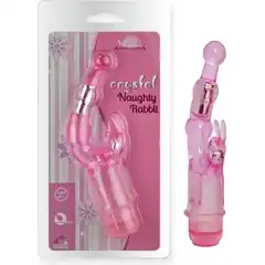  Розовый вибростимулятор Crystal Naughty Rabbit 20 см 