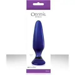  Стеклянная синяя анальная пробка Crystal Spires 
